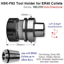 HSK-F63 Multi-directional Toolholder for ER40 Precision Collet 183.310.11
