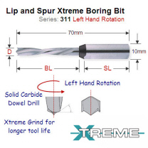 Xtreme Quality 3mm Left Hand Lip and Spur Boring Bit 311.030.22