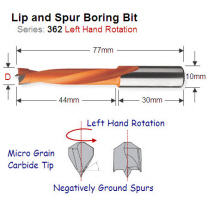 Premium Quality 5mm Left Hand Lip and Spur Boring Bit 362.050.12