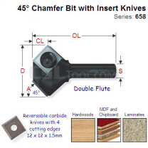29mm Chamfering Router Bit with Insert Knives 658.045.11