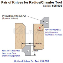 Pair of 2mm Radius Knives for Rounding/Chamfering Tool 695.005.A2