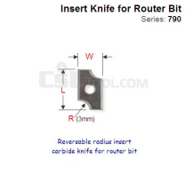 Reversable 3mm Radius Insert Carbide Knife for Router Bit 790.030.00