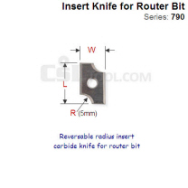 Reversable 5mm Radius Insert Carbide Knife for Router Bit 790.050.00