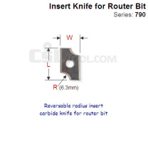 Reversable 6.35mm Radius Insert Carbide Knife for Router Bit 790.064.00