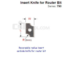 Reversable 8mm Radius Insert Carbide Knife for Router Bit 790.080.00