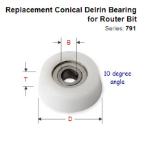 Replacement 10 degree Delrin Bearing for Router Cutter 791.041.00