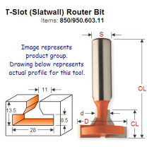 Premium Quality T-Slot (Slatwall) Bit 950.603.11