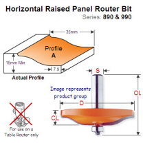 Bearing Guided Horizontal Raised Panel Router Bit-Profile A 990.501.11