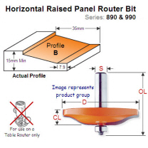 Bearing Guided Horizontal Raised Panel Router Bit-Profile B 990.502.11