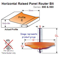 Bearing Guided Horizontal Raised Panel Router Bit-Profile C 890.503.11