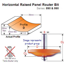 Bearing Guided Horizontal Raised Panel Router Bit-Profile D 990.507.11