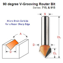 Premium Quality V-Grooving Bit with 90 Degree Angle 715.127.11