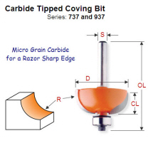 5/16" Radius Premium Quality Coving Bit 737.254.11