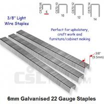 Box of 10000 22 Gauge Light Wire Galvanised Staples 9.5mm Wide 6mm Long