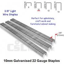Box of 10000 22 Gauge Light Wire Galvanised Staples 9.5mm Wide 10mm Long