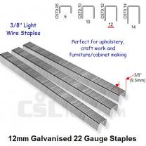 Box of 10000 22 Gauge Light Wire Galvanised Staples 9.5mm Wide 12mm Long