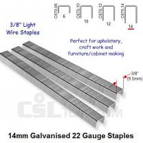 Box of 10000 22 Gauge Light Wire Galvanised Staples 9.5mm Wide 14mm Long
