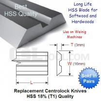 Pair of 115mm Replacement Centrolock Knives HSS 18% Grade