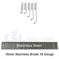 Box of 5000 18 Gauge Stainless Steel Brads 15mm Long