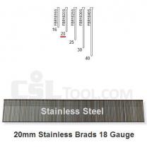 Box of 5000 18 Gauge Stainless Steel Brads 20mm Long