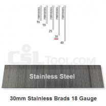 Box of 5000 18 Gauge Stainless Steel Brads 30mm Long