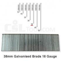 Box of 5000 18 Gauge Galvanised Brads 38mm Long