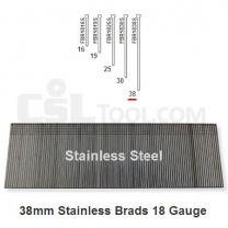 Box of 5000 18 Gauge Stainless Steel Brads 38mm Long