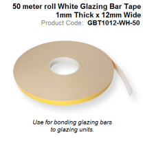 50 meter roll White Glazing Bar Tape 1mm Thick x 12mm Wide GBT1012-WH-50