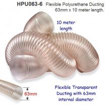 10 meter length of 63mm Flexible Polyurethane Ducting for Dust Extraction
