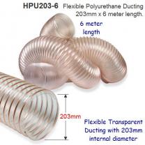 6 meter length of 203mm Flexible Polyurethane Ducting for Dust Extraction