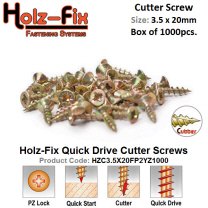 Holz-Fix high performance 3.5 x 20 Pozi Cutter Screw Box of 1000 Pcs.