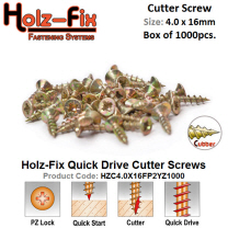 Holz-Fix high performance 4.0 x 16 Pozi Cutter Screw Box of 1000 Pcs.