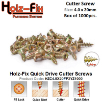 Holz-Fix high performance 4.0 x 20 Pozi Cutter Screw Box of 1000 Pcs.