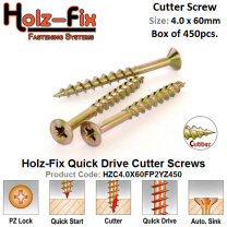Holz-Fix high performance 4.0 x 60 Pozi Cutter Screw Box of 450 Pcs.