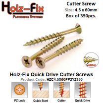 Holz-Fix high performance 4.5 x 60 Pozi Cutter Screw Box of 350 Pcs.