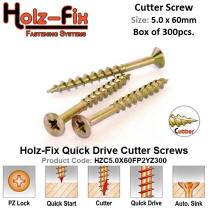Holz-Fix high performance 5.0 x 60 Pozi Cutter Screw Box of 300 Pcs.