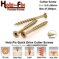Holz-Fix high performance 5.0 x 80 Pozi Cutter Screw Box of 200 Pcs.