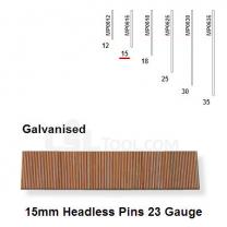 Box of 10000 23 Gauge Galvanised Headless Pins 15mm Long
