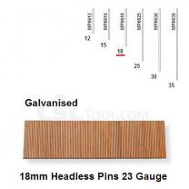 Box of 10000 23 Gauge Galvanised Headless Pins 18mm Long