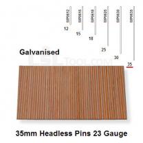 Box of 10000 23 Gauge Galvanised Headless Pins 35mm Long