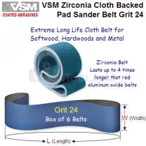 6 Pack Long Life Narrow Cloth Belts 150mm x 2200mm x Grit 24 Zirconia