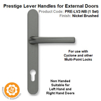 Prestige Lever Handle Set for External Door Brushed Nickel Finish
