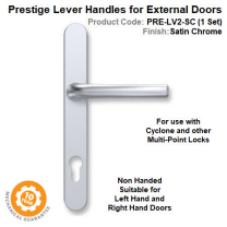 Prestige Lever Handle Set for External Door Satin Chrome Finish