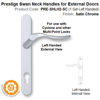 Prestige Swan Neck Left Hand Lever Handle Set for External Door Satin Chrome Finish