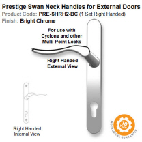 Prestige Swan Neck Right Hand Lever Handle Set for External Door Bright Chrome Finish
