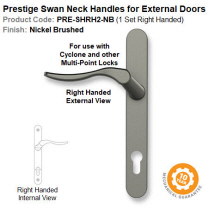 Prestige Swan Neck Right Hand Lever Handle Set for External Door Brushed Nickel Finish