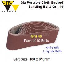 10 Pack Portable Cloth Belts 100mm x 610mm x Grit 40 ALOX