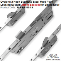 Cyclone 2 Hook Stainless Steel Multi Point Locking System 35mm Backset for Single Door