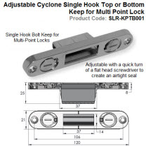 Adjustable Cyclone Single Hook Top or Bottom Keep for Multi Point Lock
