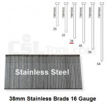Box of 2500 16 Gauge Stainless Steel Brads 38mm Long